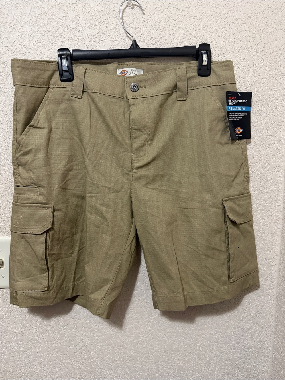 Women Dickies Tan Relaxed Fit Cargo Shorts